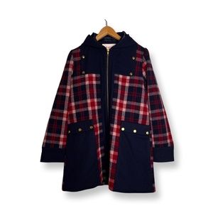Anthropologie Madchen Wool Hooded Plaid Jacket - Size Large